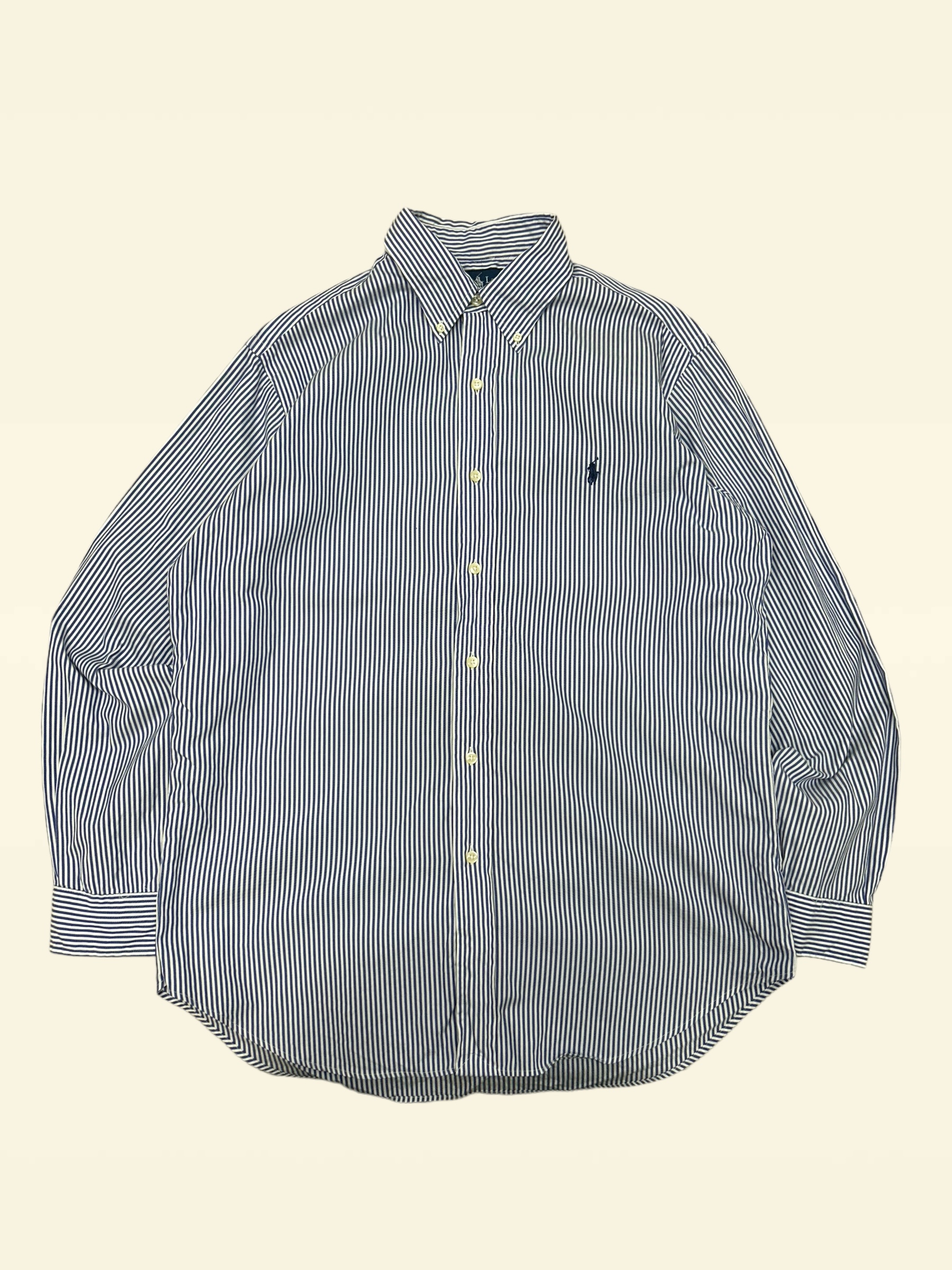 (From USA)Polo ralph lauren blue stripe poplin shirt 16