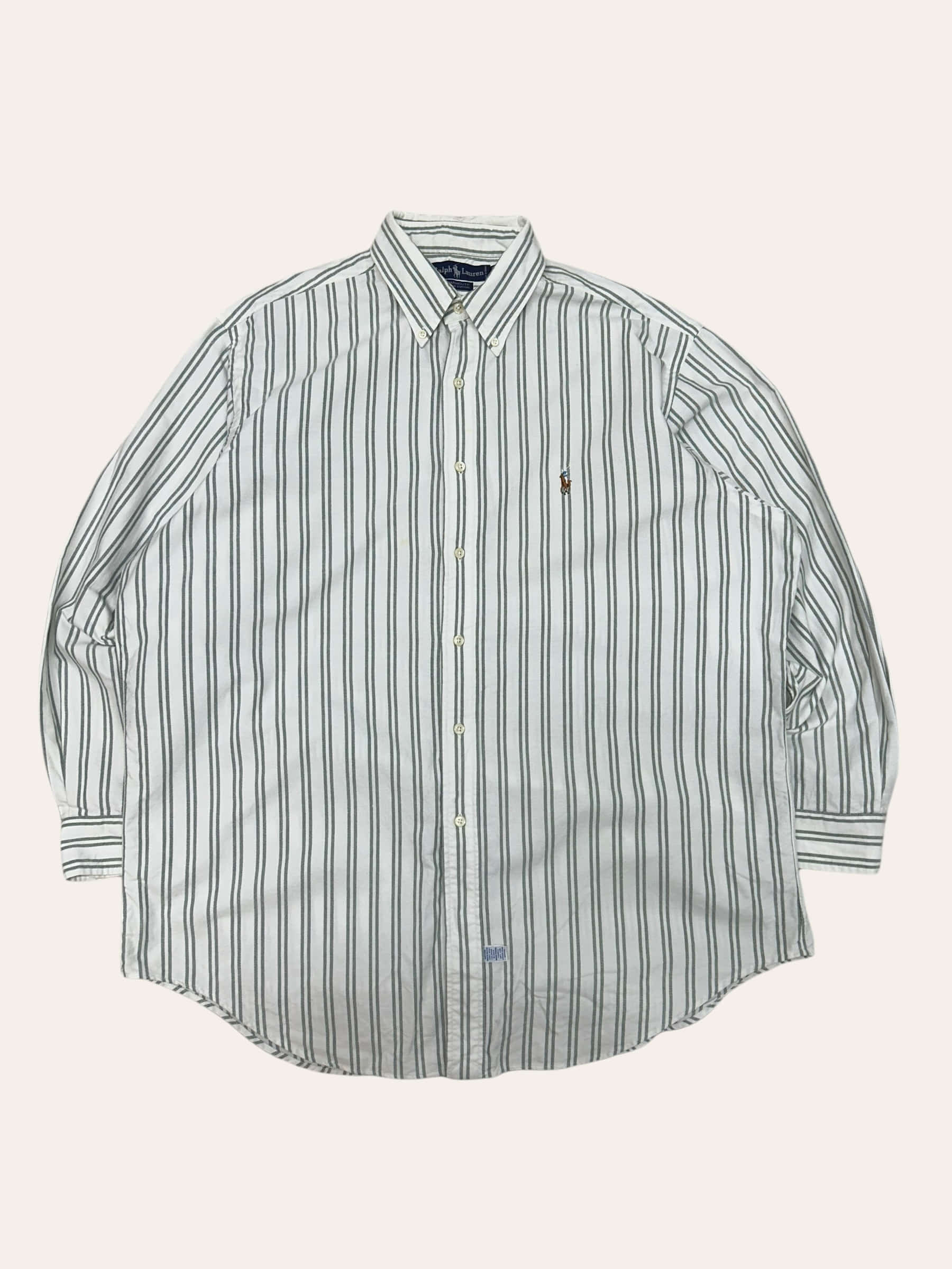 (From USA)Polo ralph lauren green stripe oxford shirt 16.5