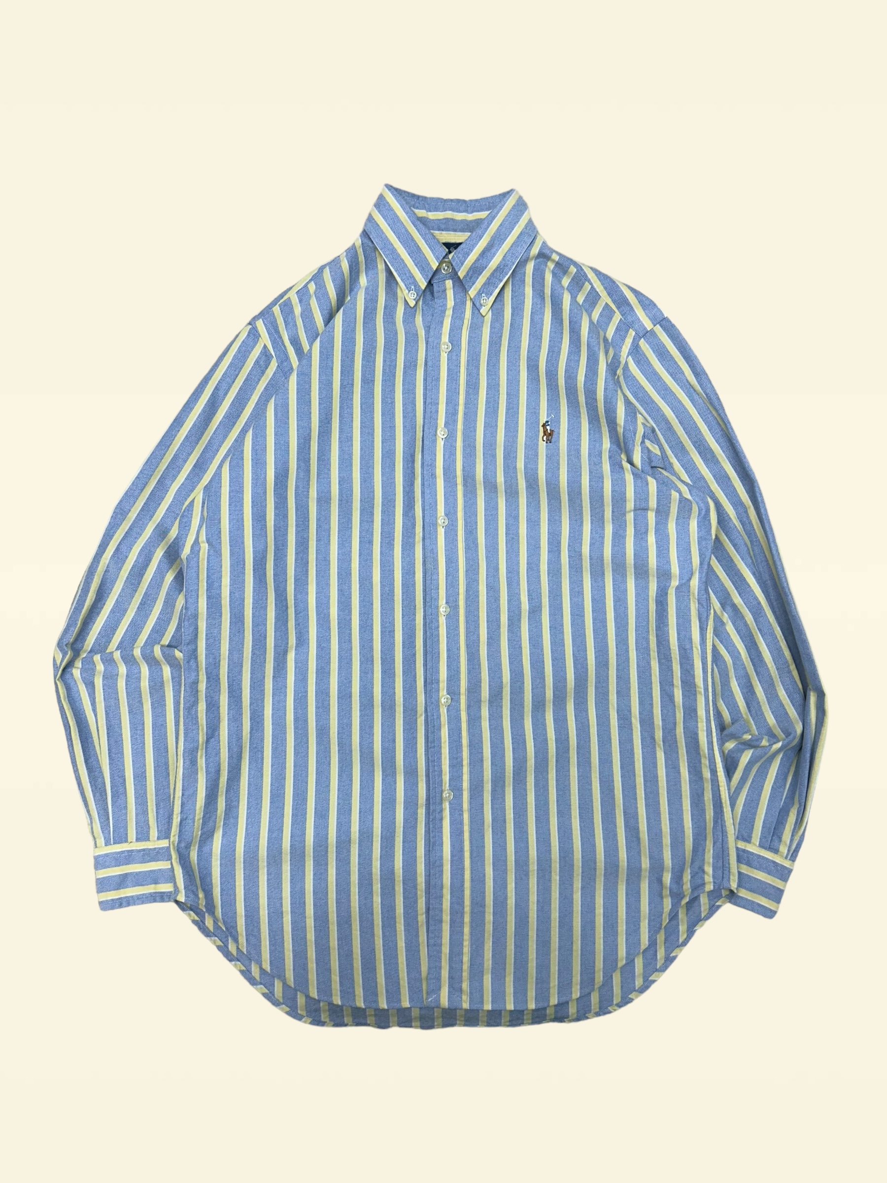 (From USA)Polo ralph lauren yellow/blue stripe oxford shirt 15