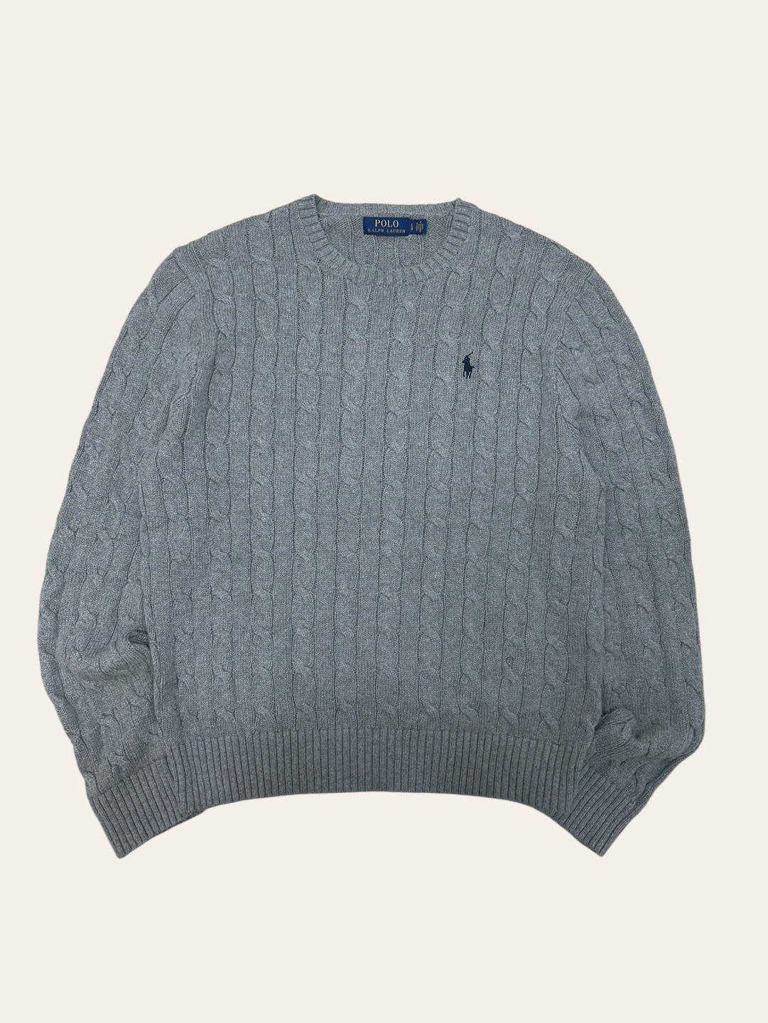 Polo ralph lauren gray cotton cable sweater L