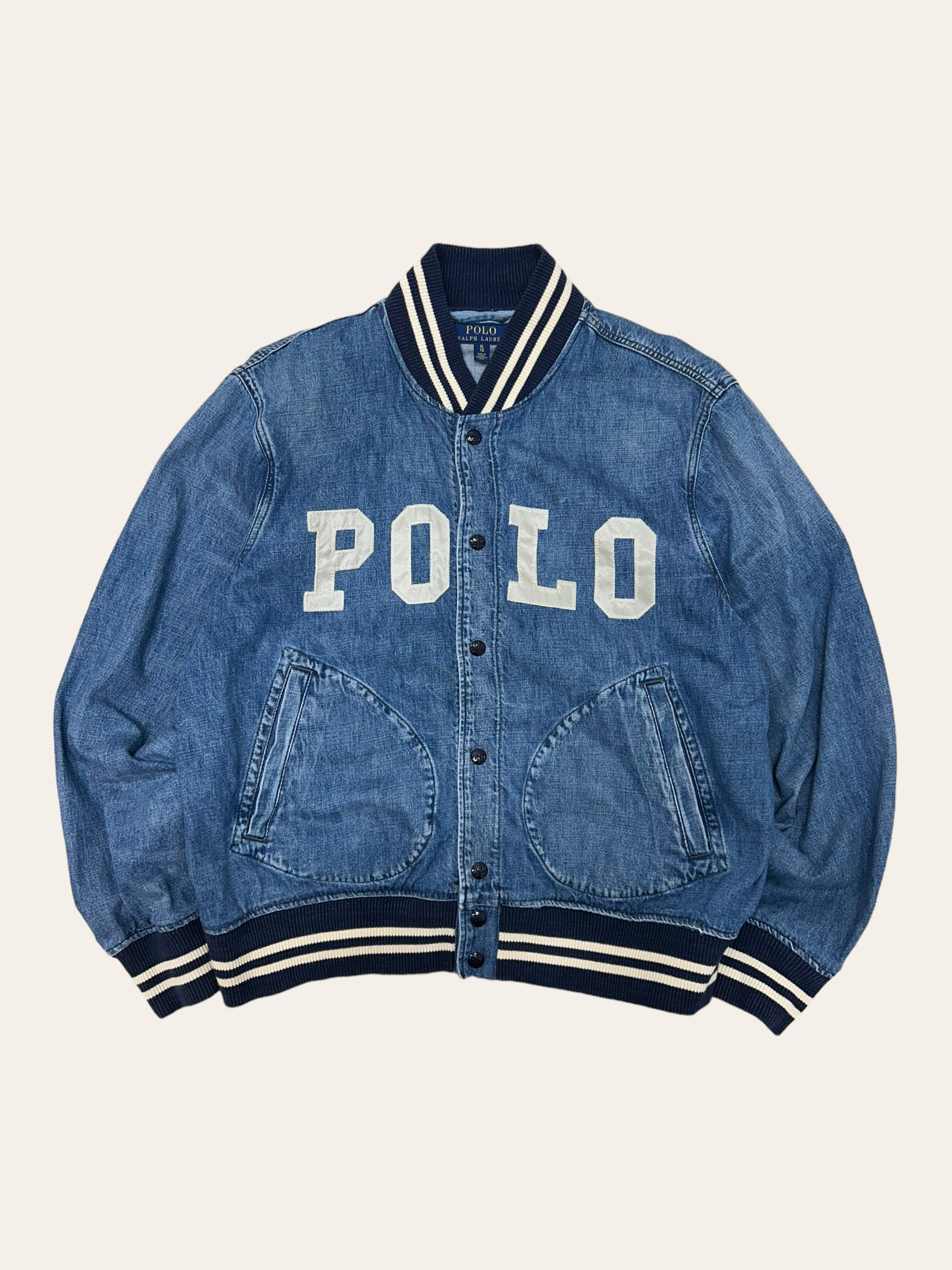 Polo ralph lauren denim spell out stadium jacket XL