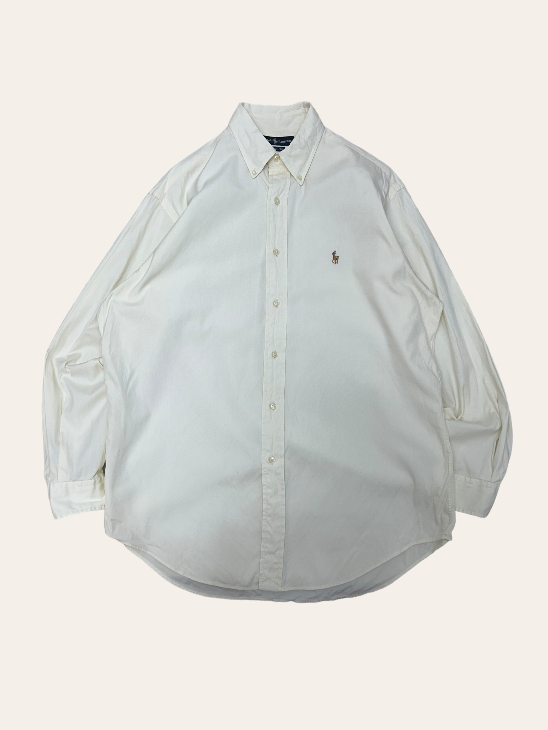 (From USA)Polo ralph lauren ivory color solid shirt 15.5