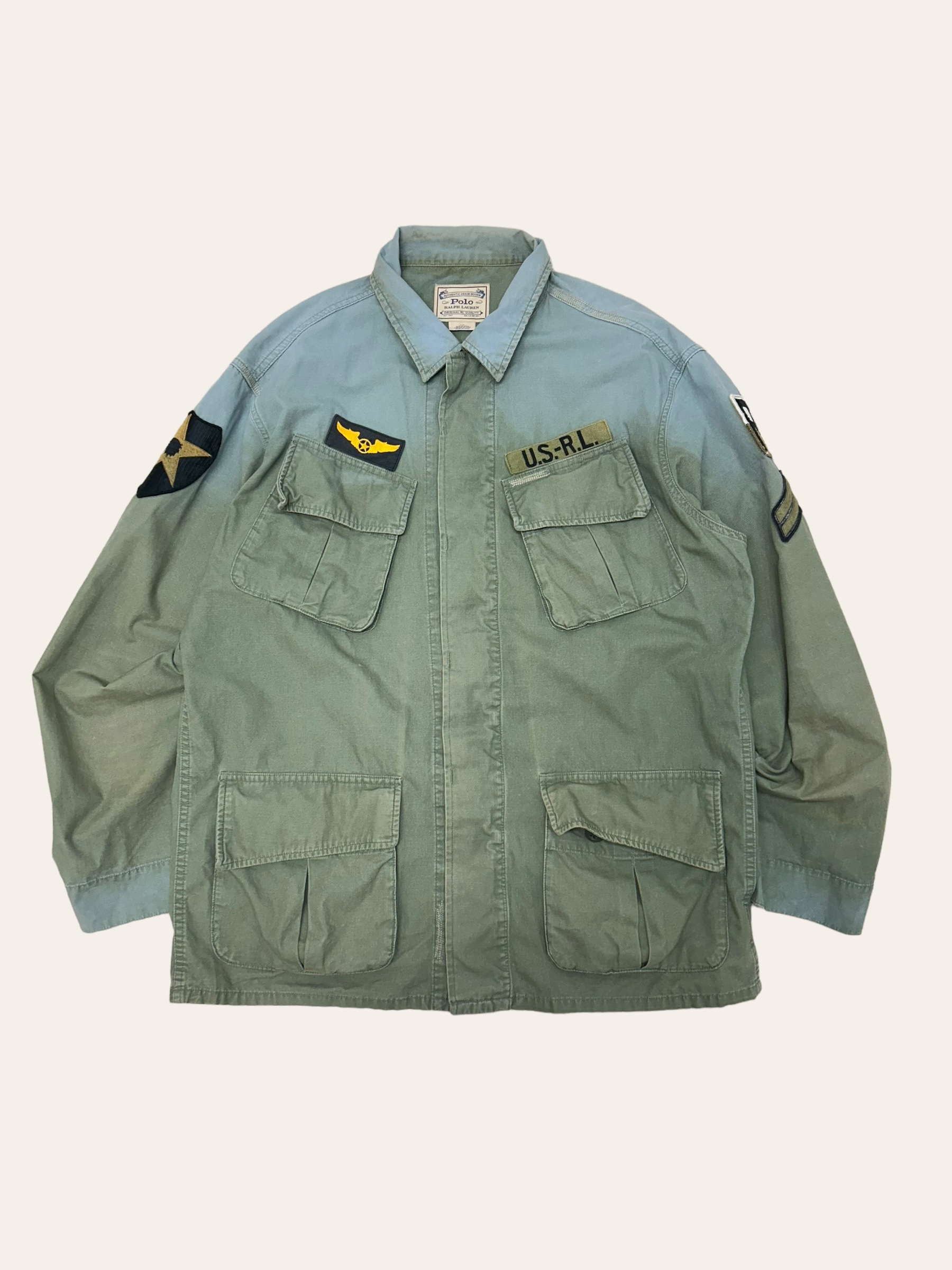 Polo ralph lauren khaki fatigue military overshirt jacket L