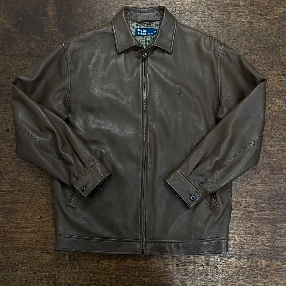 Polo ralph lauren brown lambskin leather jacket M