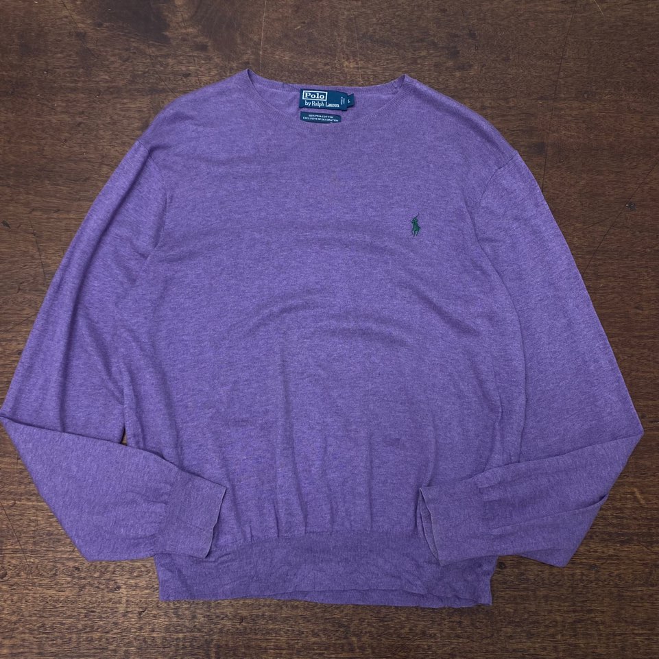 Polo ralph lauren purple pima cotton crewneck sweater L