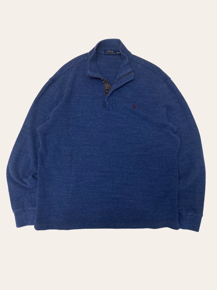 Polo ralph lauren faded blue elbow patched pullober L