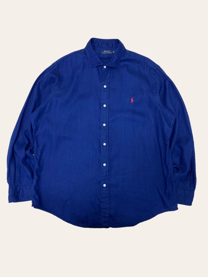 Polo ralph lauren navy linen shirt XL