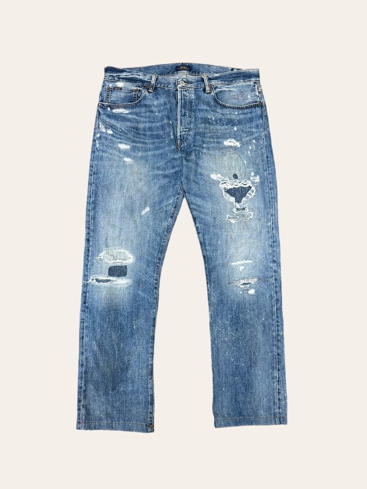 Polo ralph lauren varick slim straight distressed jeans 34x34