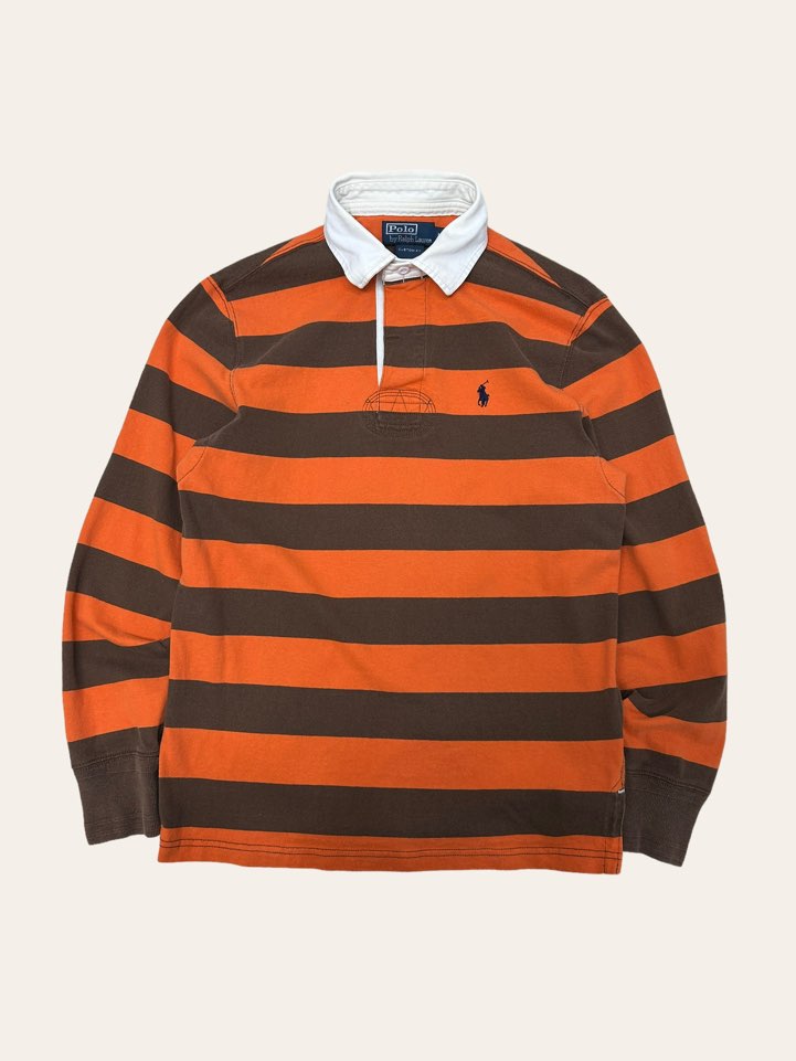 Polo ralph lauren orange stripe rugby shirt M