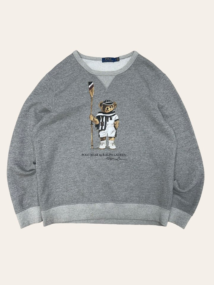 Polo ralph lauren gray bear printing sweatshirt L