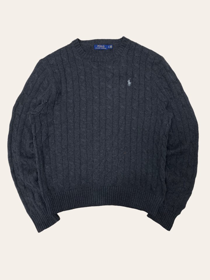 Polo ralph lauren charcoal cable cotton sweater L