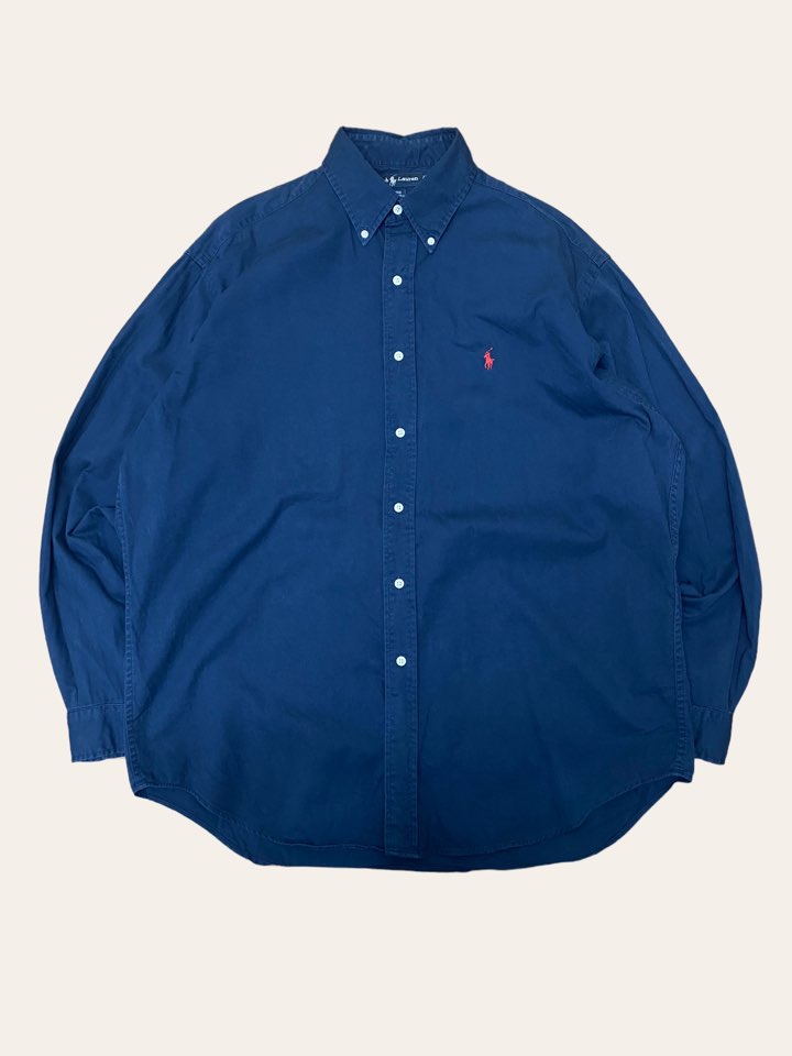 (From USA)Polo ralph lauren navy solid shirt L