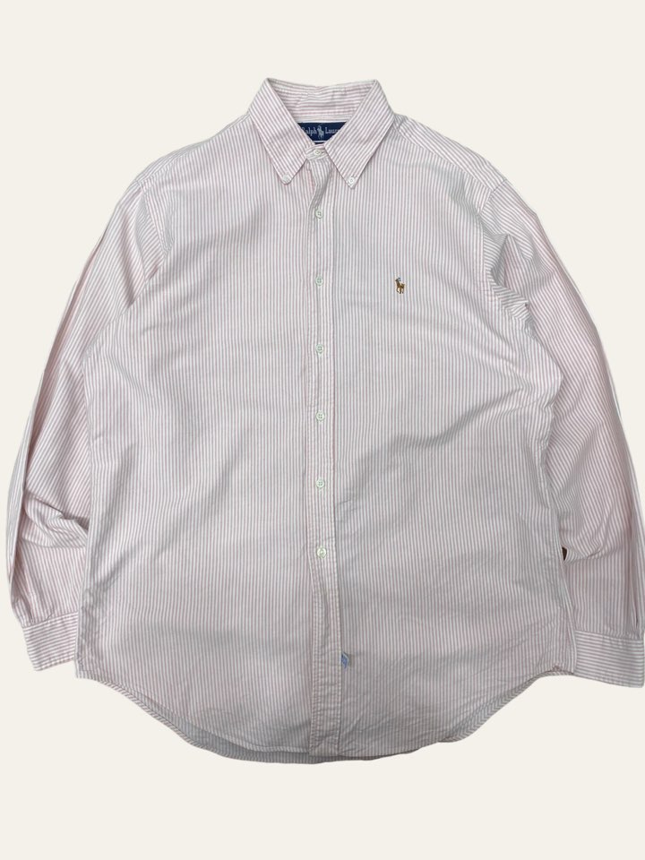 (From USA)Polo ralph lauren pink stripe oxford shirt 16.5
