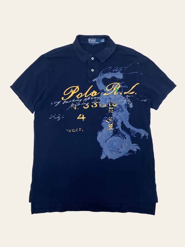 Polo ralph lauren navy printing PK-shirt L