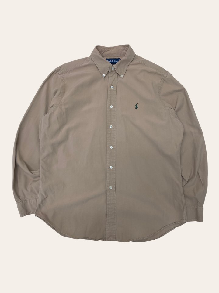 (From USA)Polo ralph lauren brown cotton &amp; silk shirt L