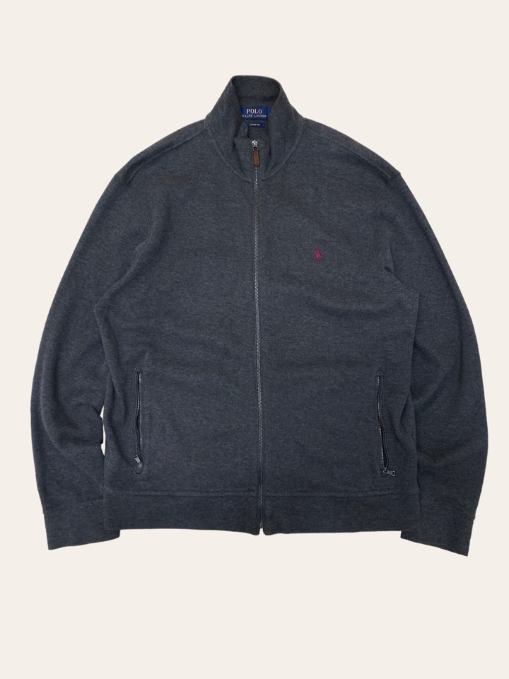 Polo ralph lauren gray cotton zip up jacket L