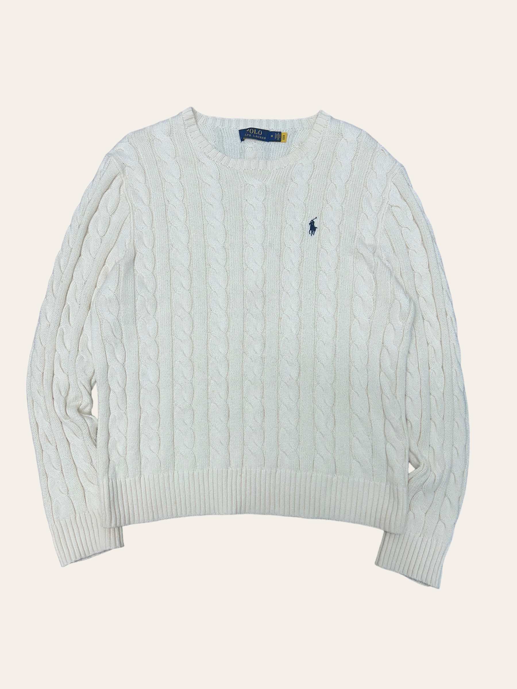 Polo ralph lauren ivory color cotton cable sweater M