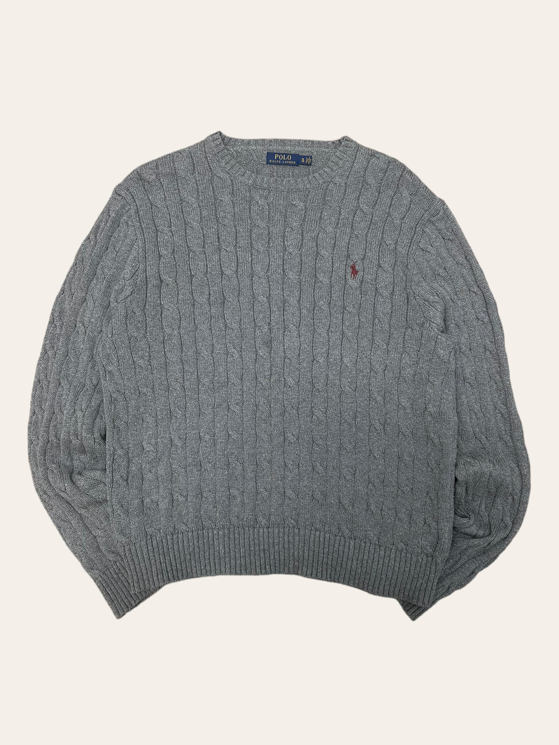 Polo ralph lauren gray cotton cable sweater XL