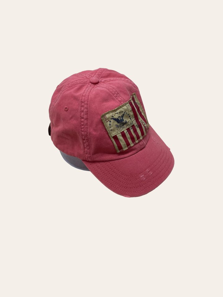 Polo jeans company coral color patched cap