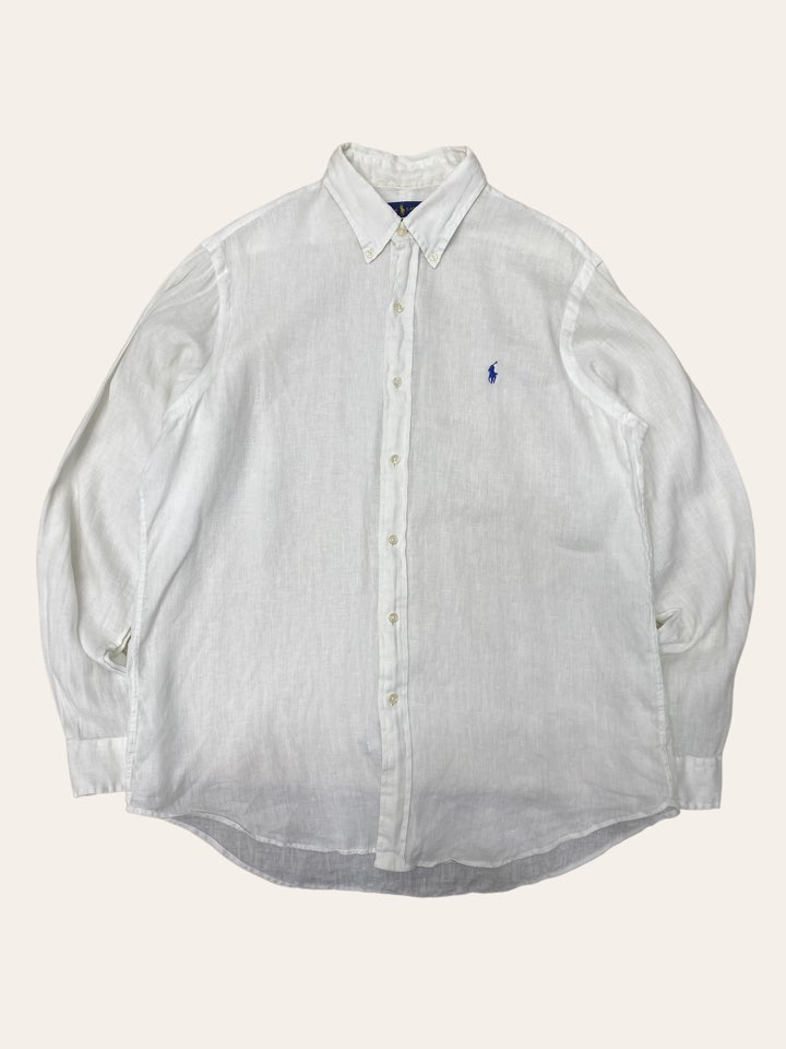 Polo ralph lauren ocean wash linen white shirt L