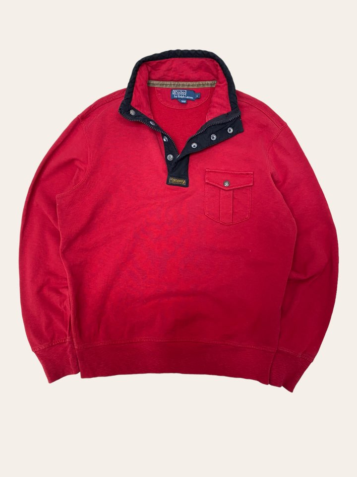 Polo ralph lauren red color military button pullover L