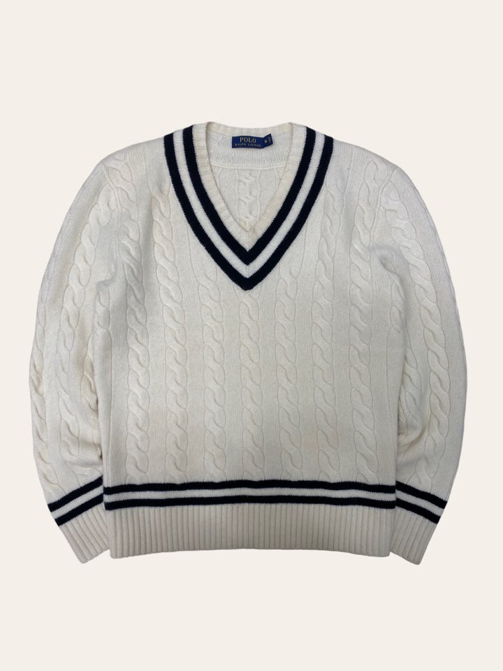 Polo ralph lauren cream color lambswool cricket sweater M