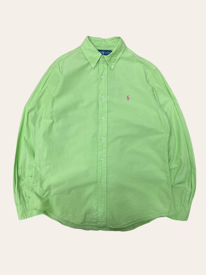 (From USA)Polo ralph lauren light green solid shirt L