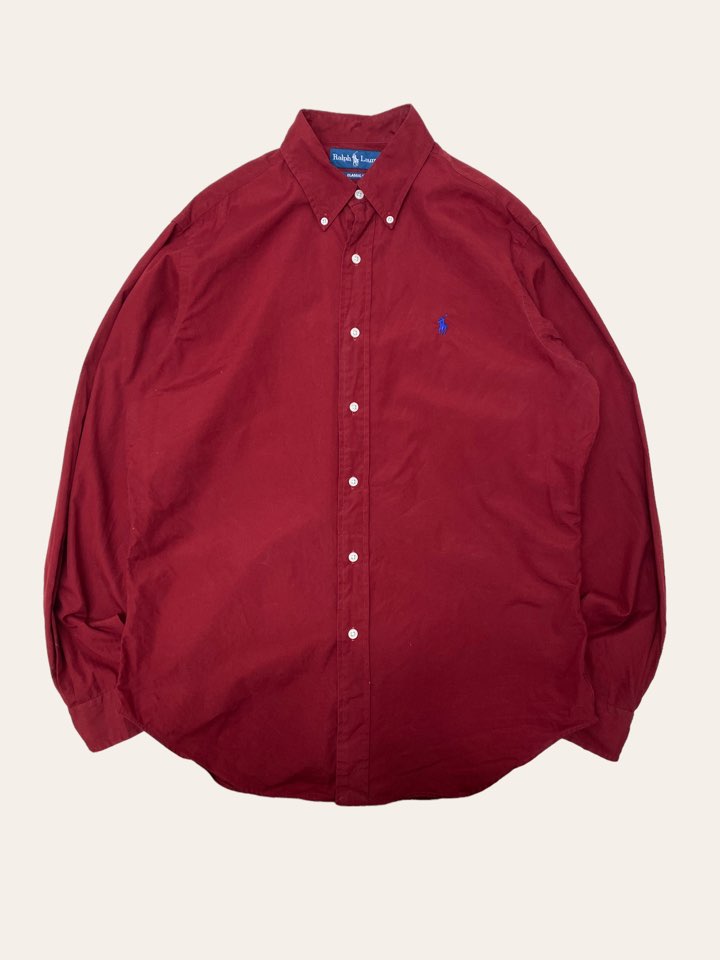 (From USA)Polo ralph lauren red solid shirt M