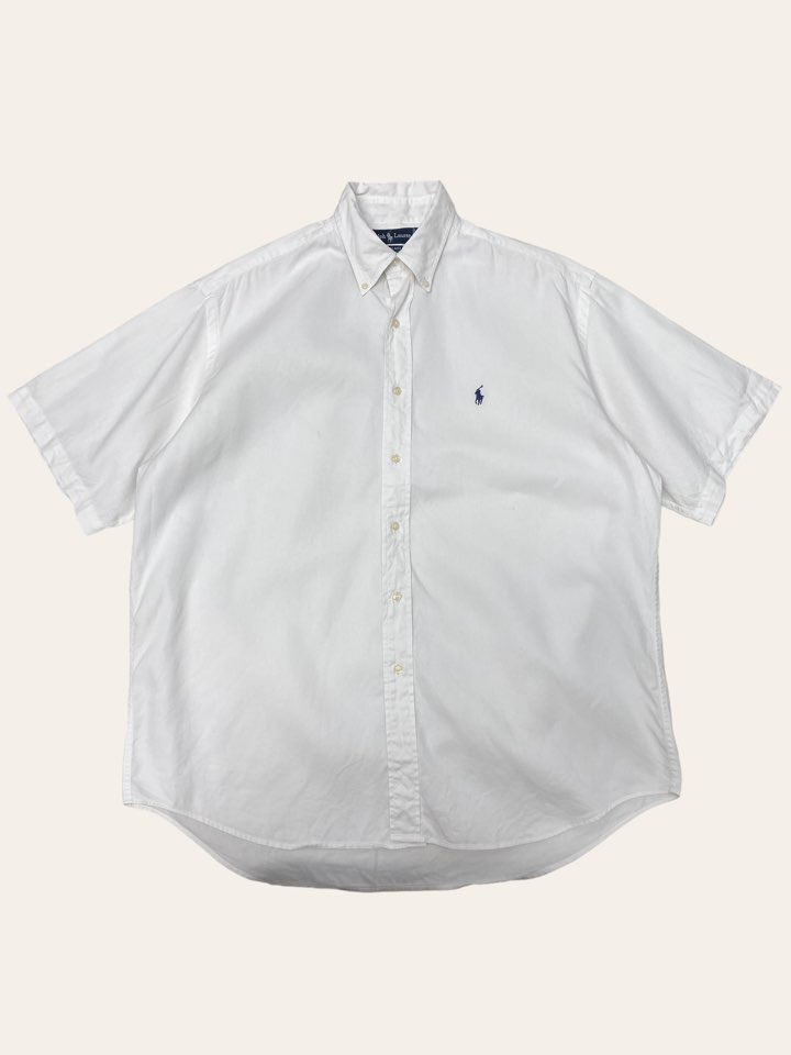 (From USA)Polo ralph lauren white oxford short sleeve shirt L