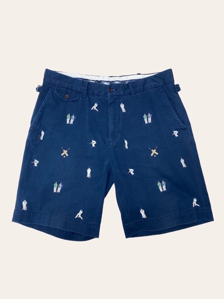 Polo ralph lauren navy cricket embroidered shorts 34