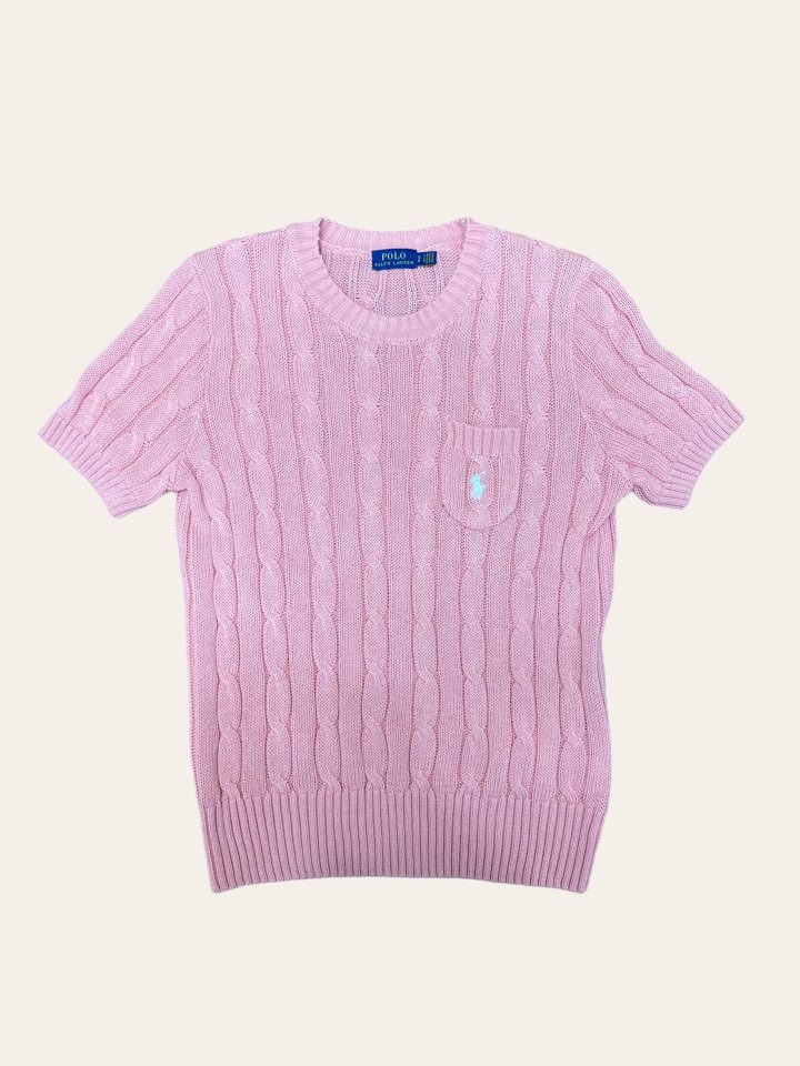 (여성용)Polo ralph lauren peach color cotton short sleeve sweater S