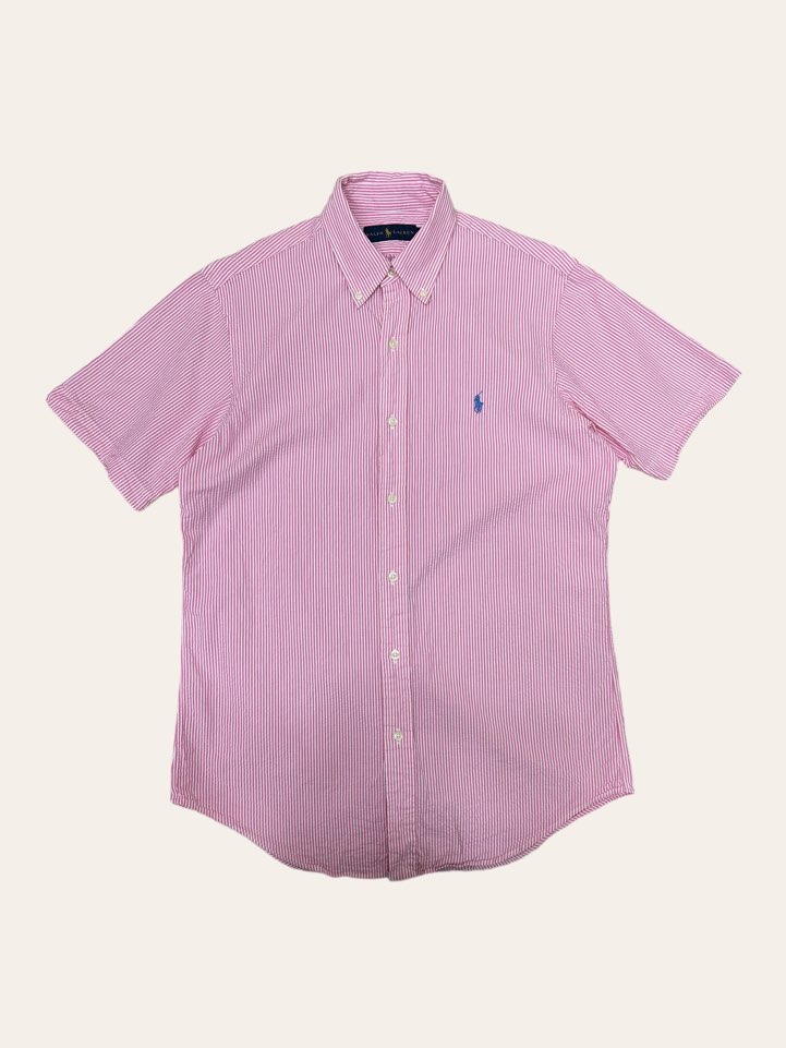 (From USA)Polo ralph lauren pink seersucker short sleeve shirt S