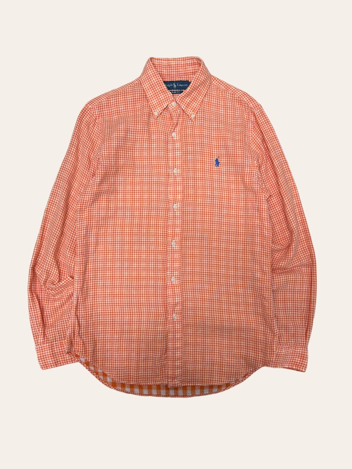 Polo ralph lauren orange gingham shirt M