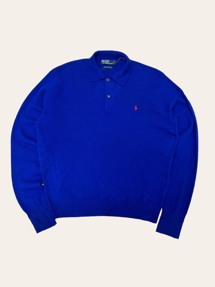 (From USA)Polo ralph lauren ocean blue lambswool collar sweater M