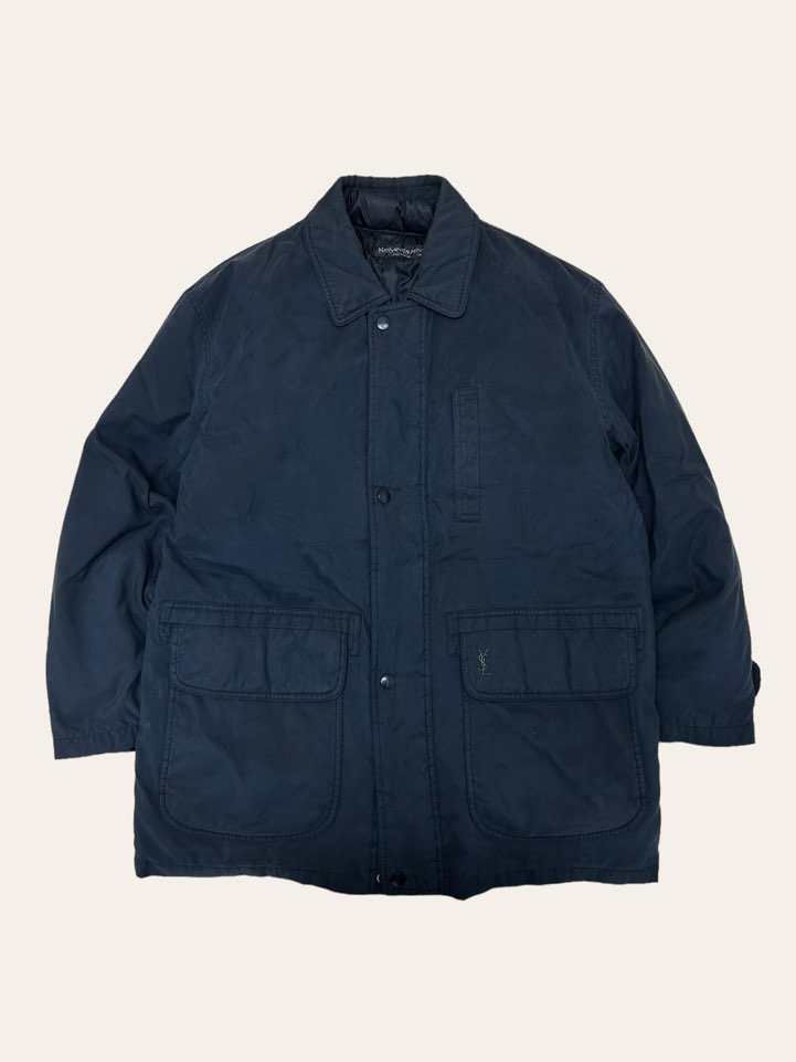 YSL navy polyester down safari jacket 105