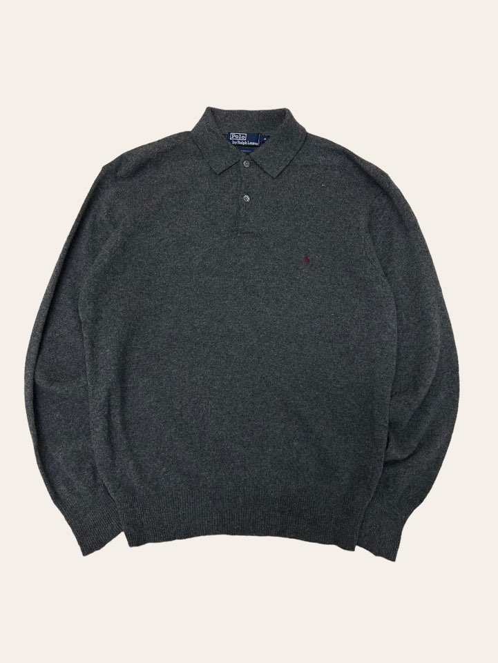 (From USA)Polo ralph lauren gray lambswool collar sweater M