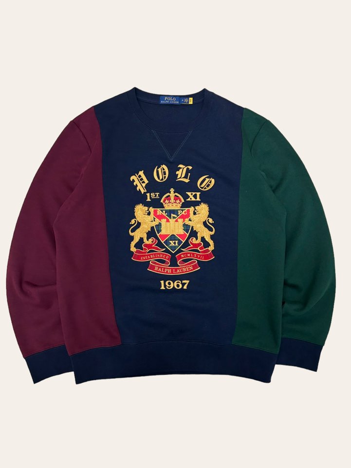 Polo ralph lauren three color crest embroidered sweatshirt M