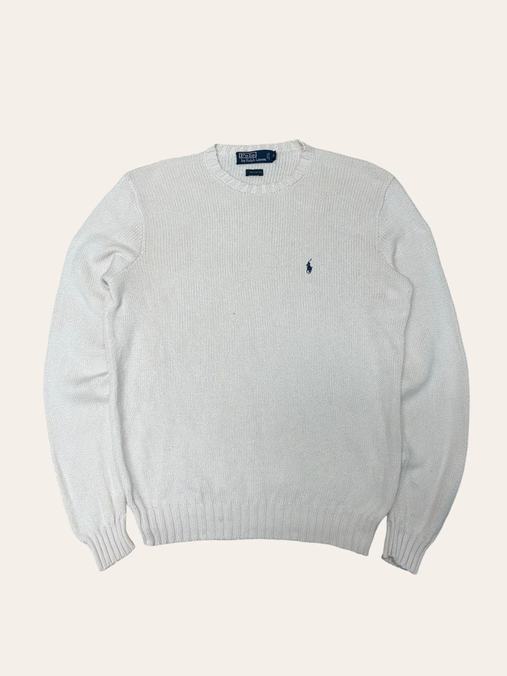 (From USA)Polo ralph lauren cream color cotton crewneck sweater S