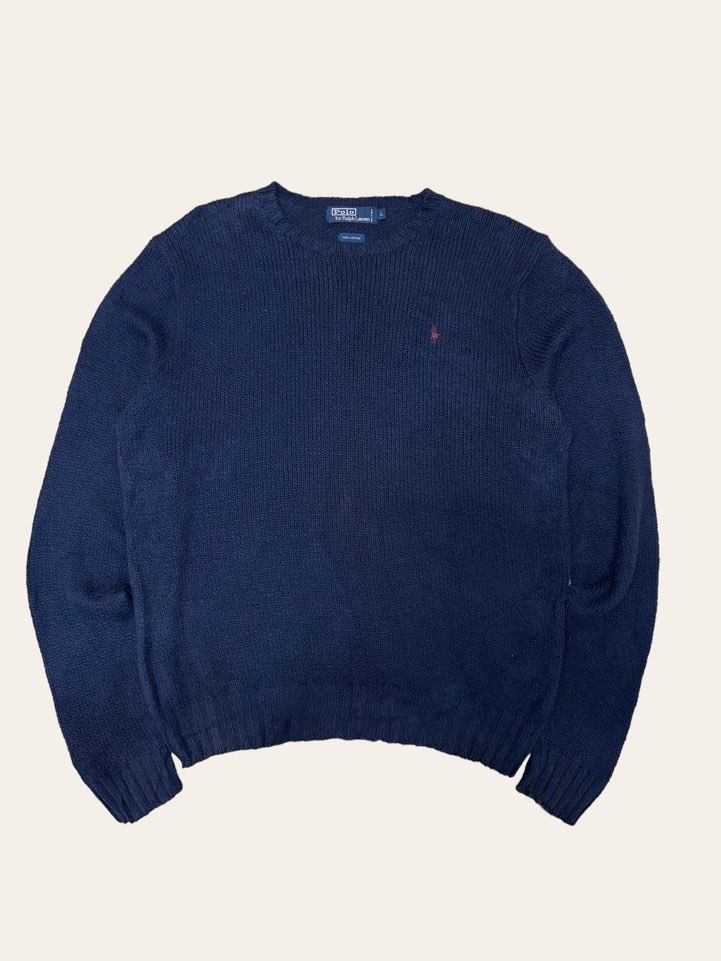(From USA)Polo ralph lauren navy cotton crewneck sweater L