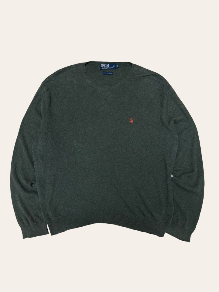 (From USA)Polo ralph lauren khaki color pima cotton crewneck sweater M