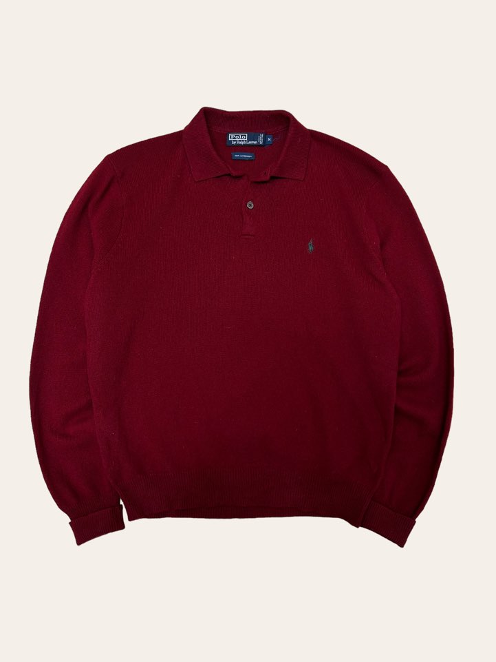 (From USA)Polo ralph lauren red color lambswool collar sweater M