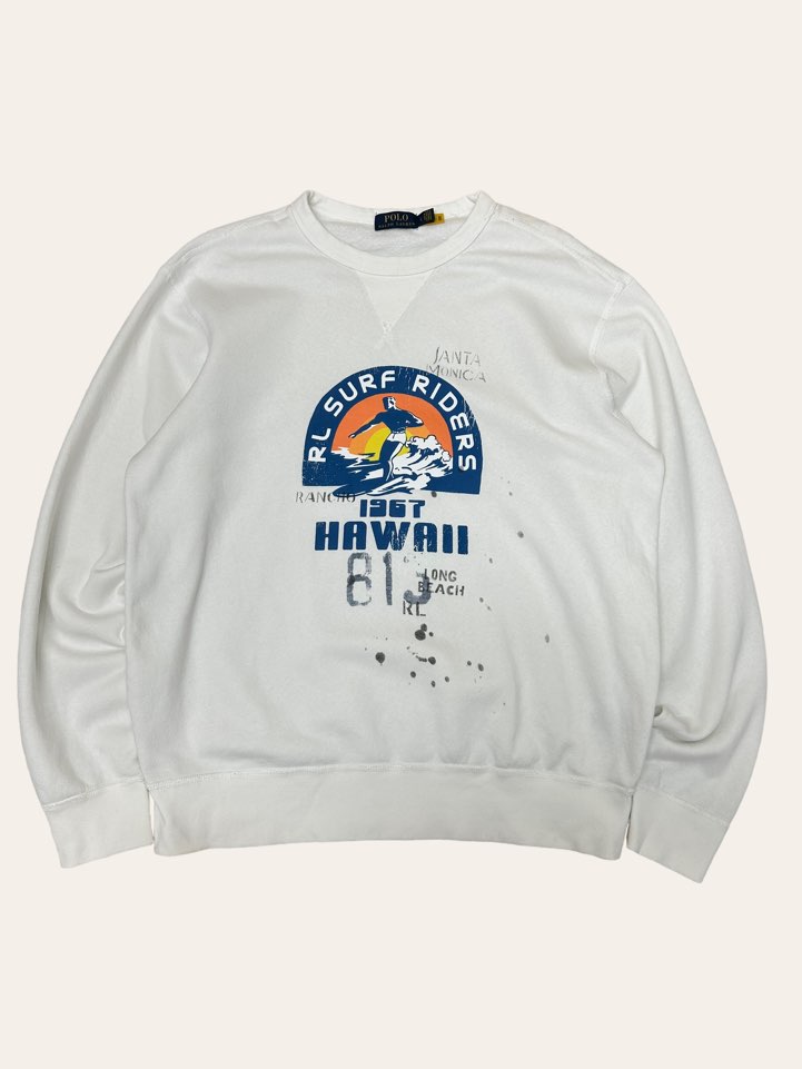 Polo ralph lauren white 1967 Hawaii Surf Riders graphic sweatshirt L