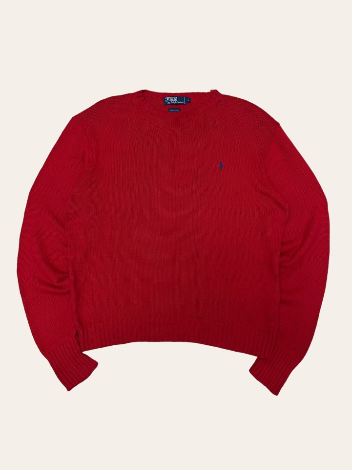 (From USA)Polo ralph lauren red cotton crewneck sweater M