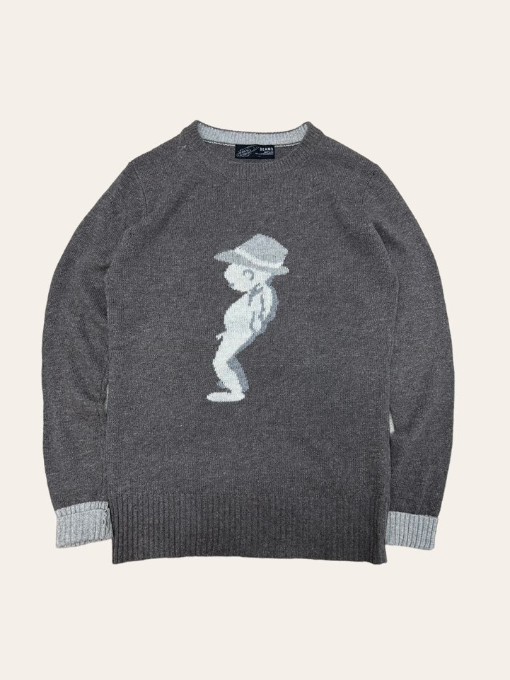 (여성용)BEAMS gray wool crewneck sweater M