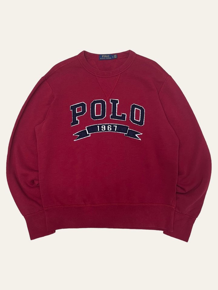 Polo ralph lauren burgundy spell out sweatshirt L