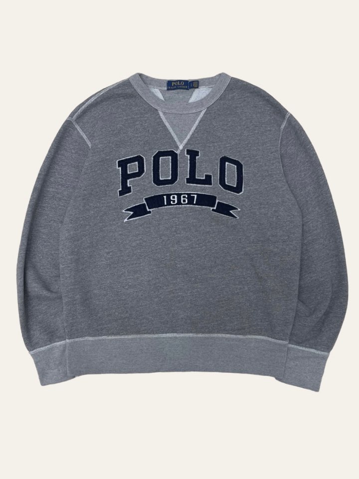 Polo ralph lauren gray spell out sweatshirt L