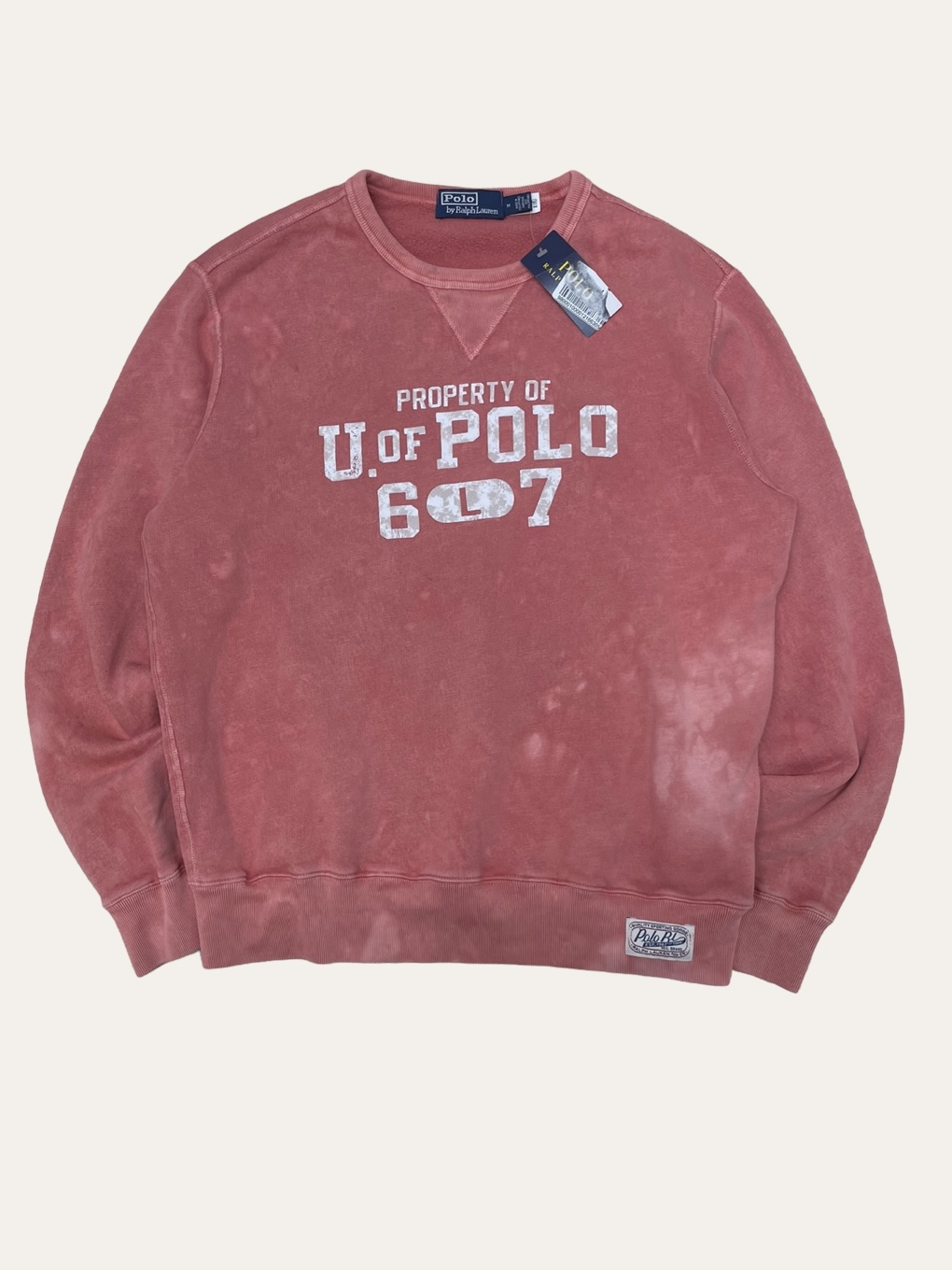 Polo ralph lauren coral pink POLO 67 printing sweatshirt M