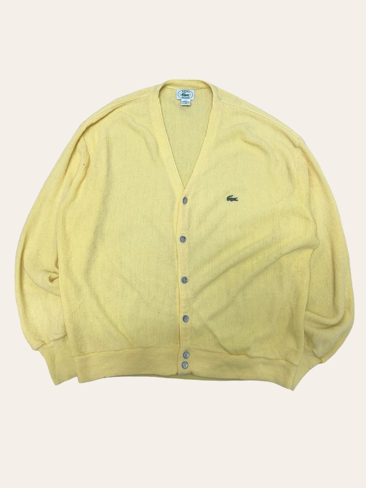 Lacoste IZOD acrylic yellow cardigan L Made in USA