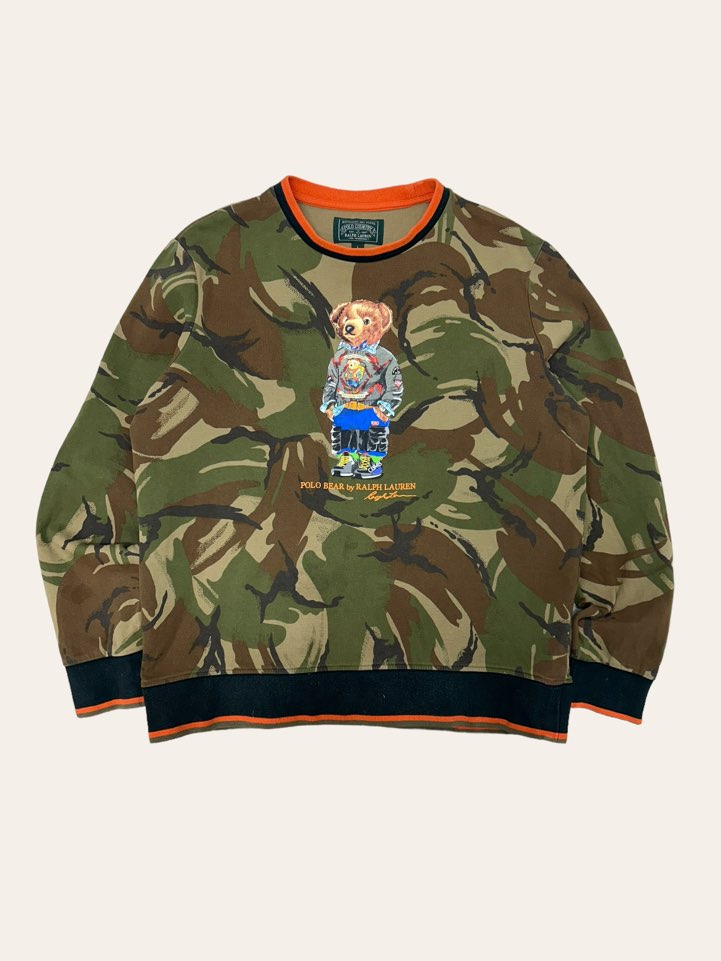 Polo ralph lauren camouflage bear printing sweatshirt L