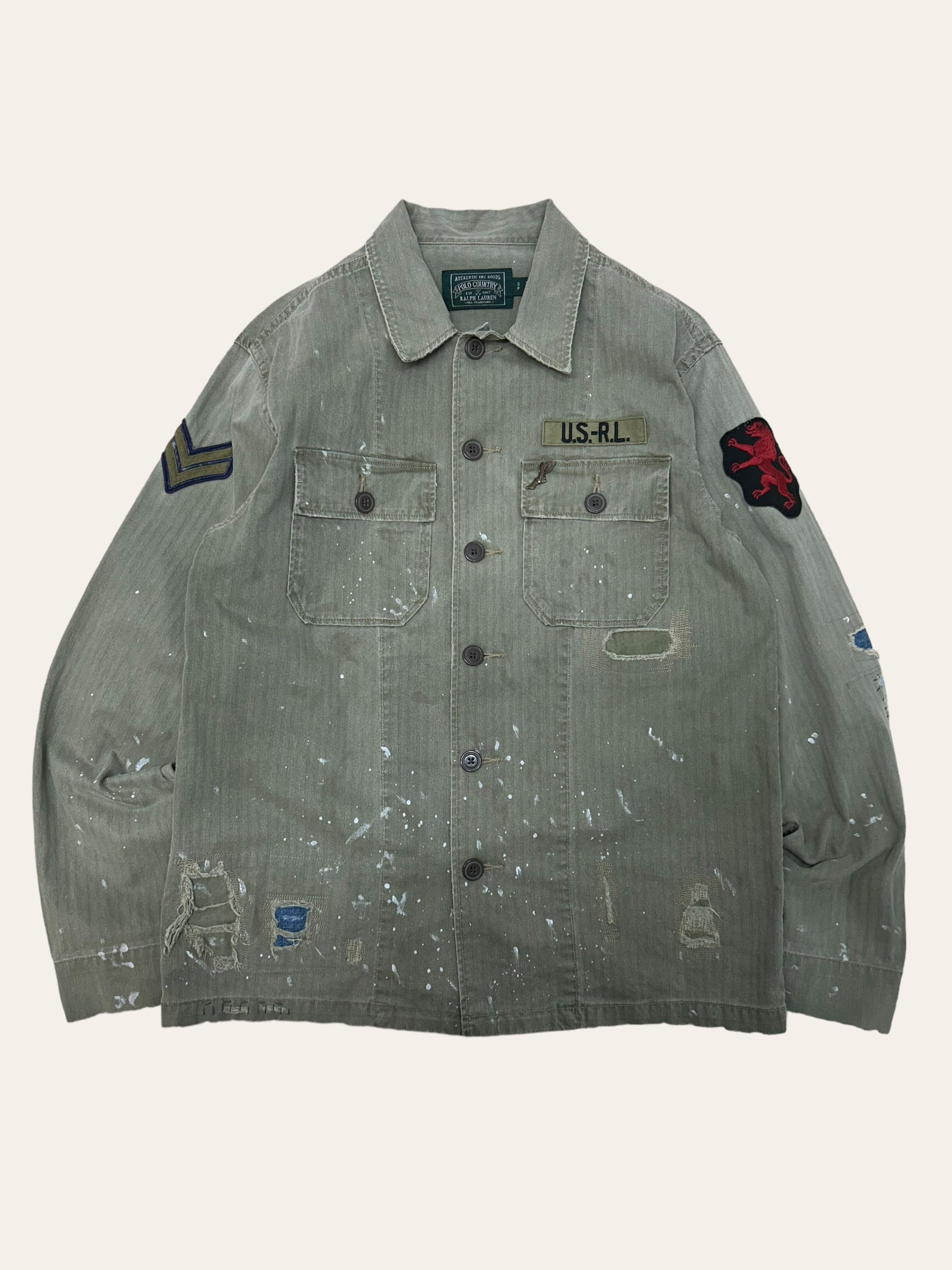 POLO COUNTRY oil paint splatter shirt jacket S